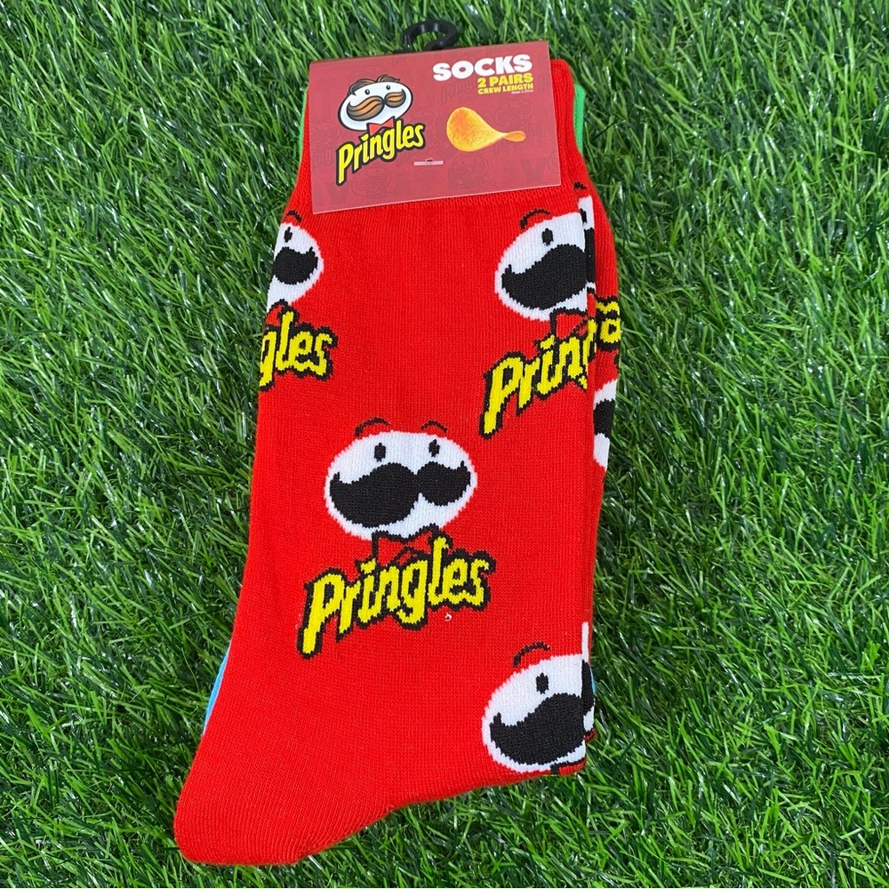 Pringle Chips Red Casual Novelty Crew Dress Socks for Men One Size 2 Pair